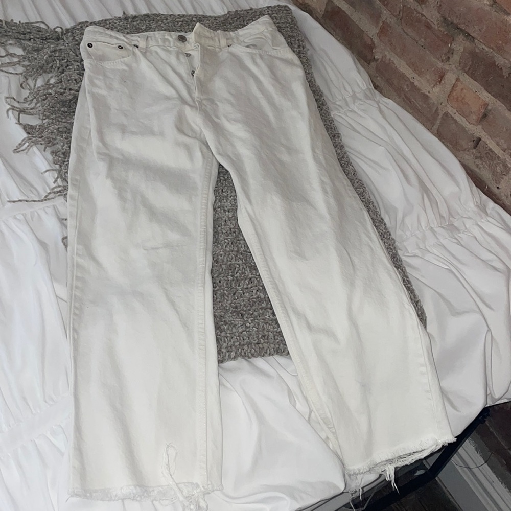 Zara White Straight Leg Jeans